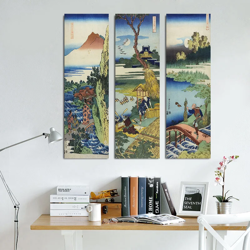 Japanese Lifestyle Gifts - ญี่ปุ่น Ukiyoe ตกแต่งภาพวาดโปสเตอร์และพิมพ์ภาพผนังศิลปะสําหรับพื้นหลังผ้าใบตกแต่งบ้านของขวัญวันเกิด Unframed