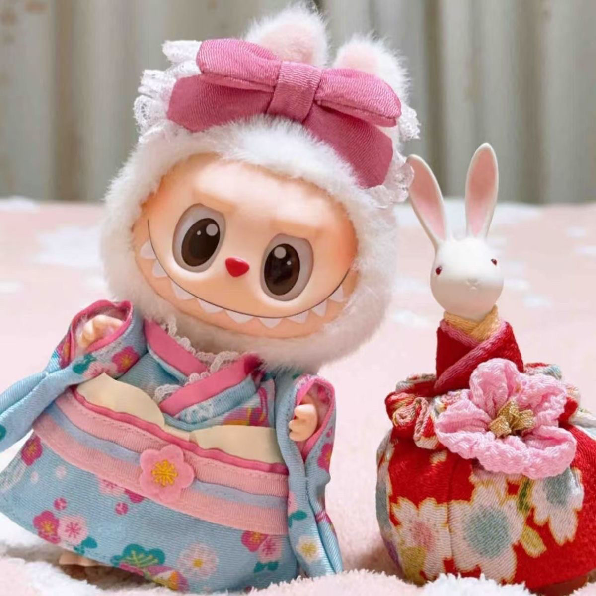 Japanese For Lifestyle - สไตล์ญี่ปุ่นแต่งตัวสําหรับ 17 ซม.Labubu ตุ๊กตาชุด Koi Cherry
